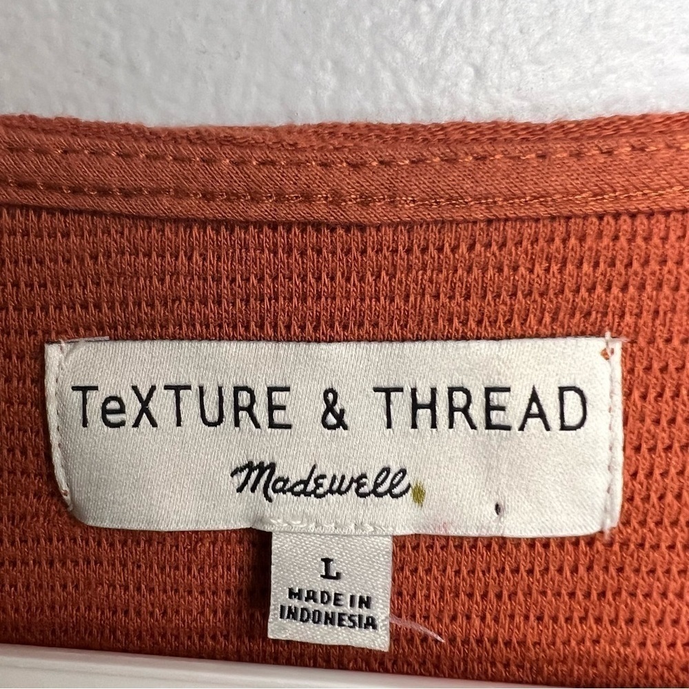 Texture & Thread Madewell Women Sz L Sweatshirt Burnt Orange Front Tie V Neck - Picture 5 of 12
